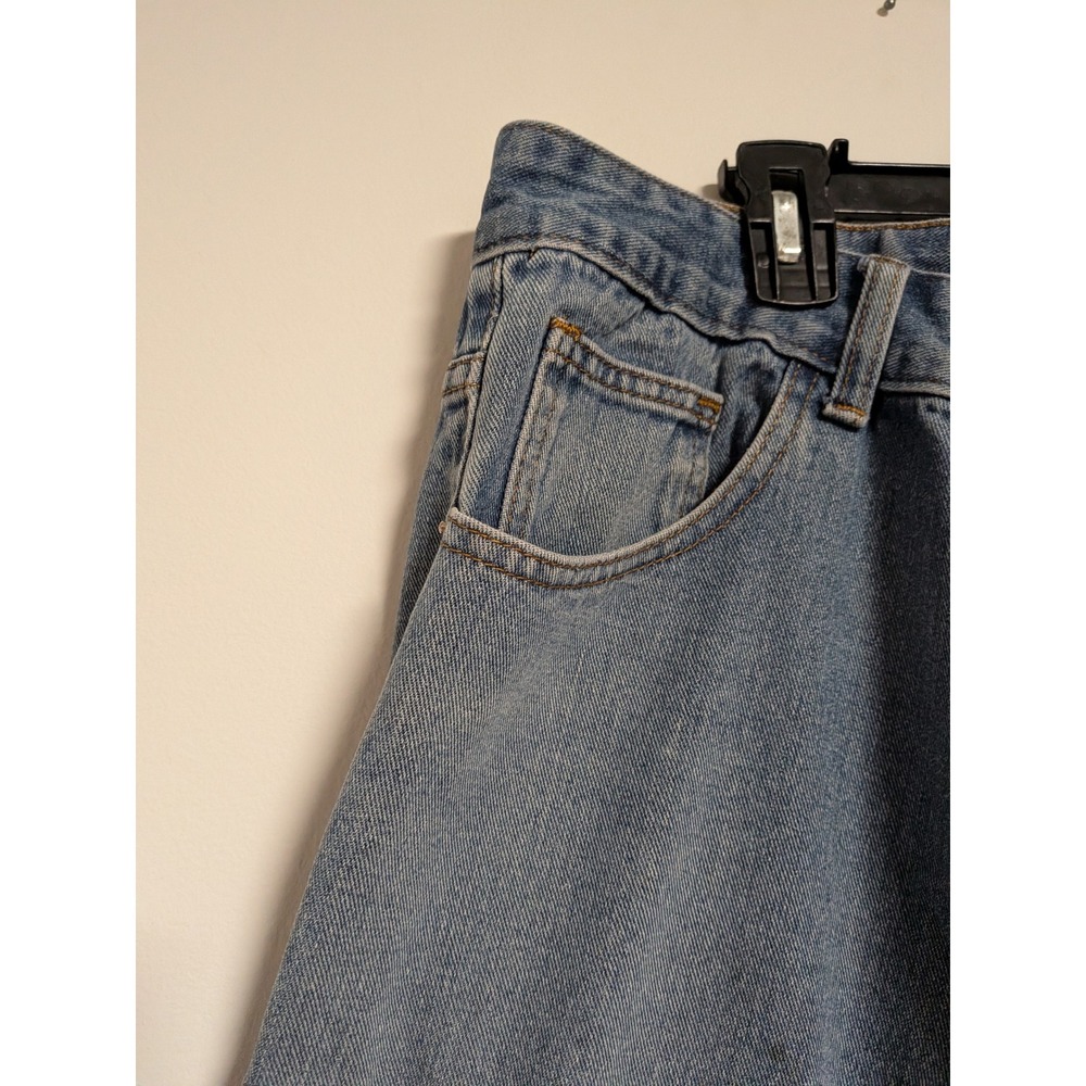 Vintage Y2K Cargo Wide Leg Jeans Medium Wash Distressed Hem Mens Size M - Picture 6 of 13